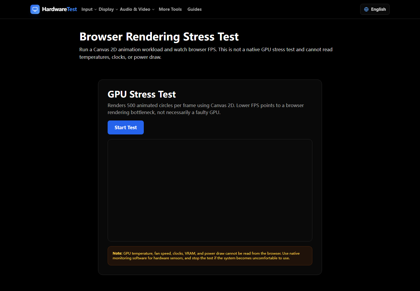 HardwareTest.org browser GPU stress test on desktop